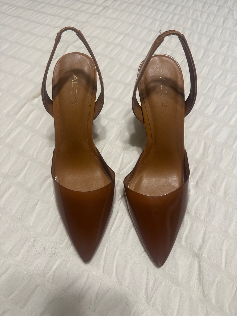 ALDO Cognac Brown Pointed Slingback Heels